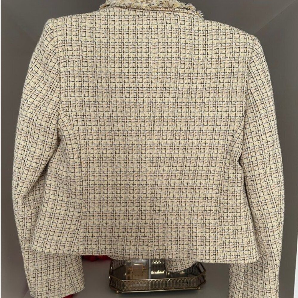 Zara Tweed Double-Breasted Jacket with Fringe, Size Medium NEW WITH TAG! - Picture 11 of 12